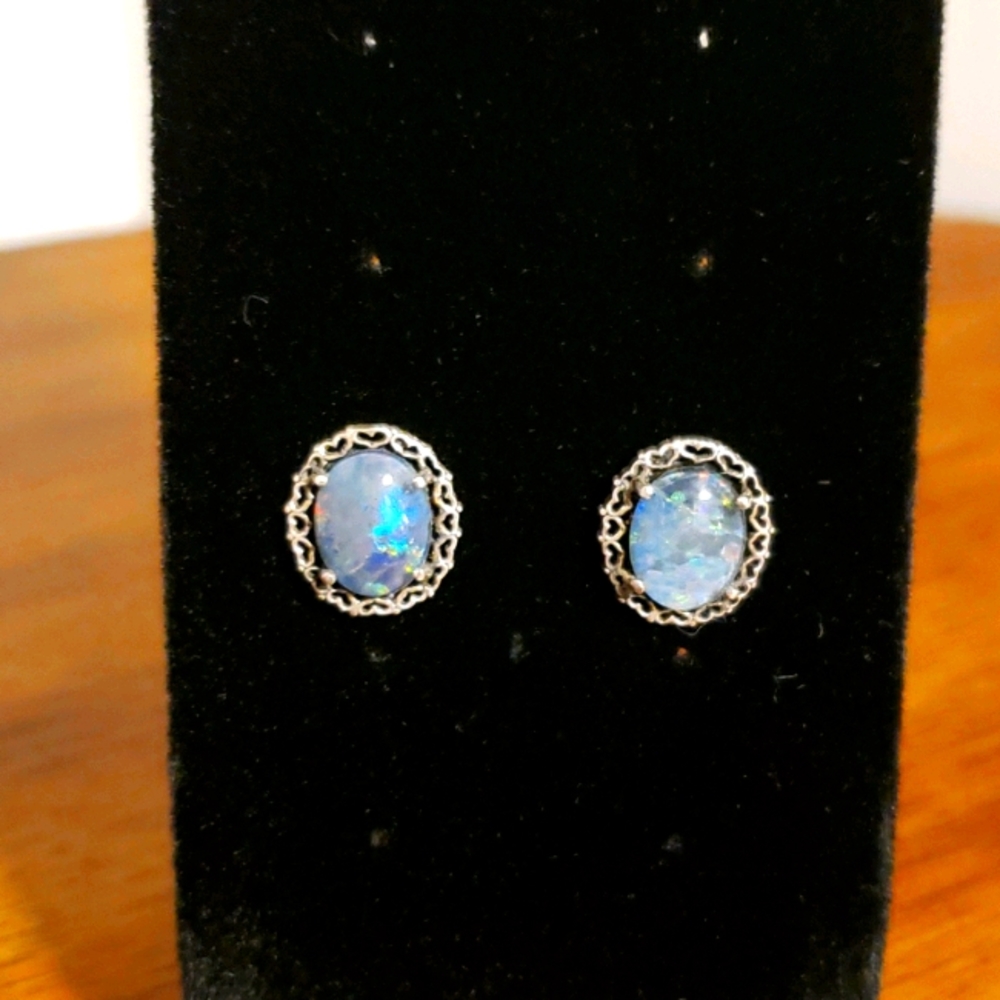 Opal Sterling Silver Studs